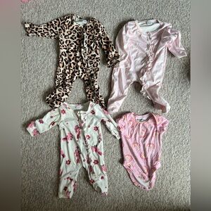 Bundle baby girl onesies 0-3 month Bunny 🐰 cheetah 🐆 rainbow 🌈 polka dot